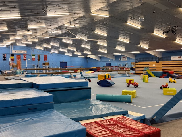 Training hall with mats and equipment, covered by the new cameras
