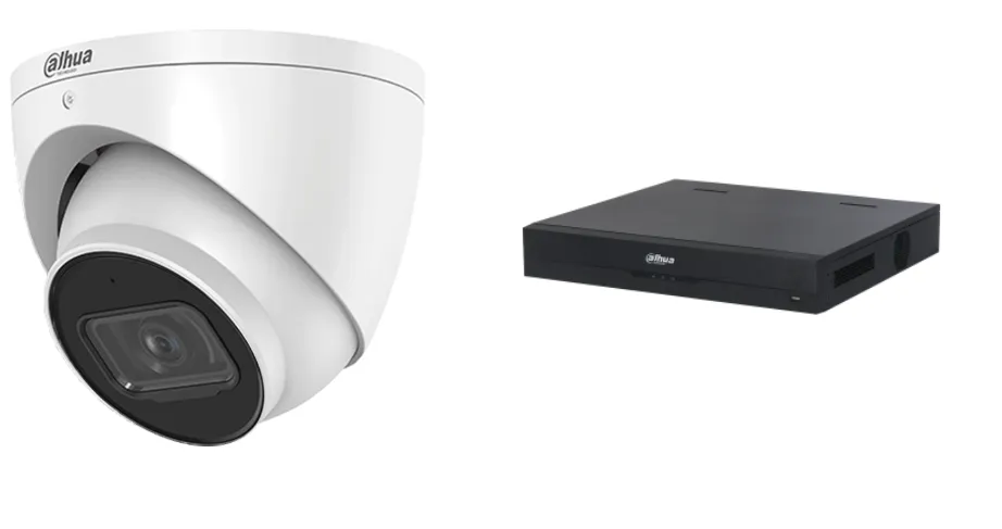 White dome CCTV camera and a network video recorder
