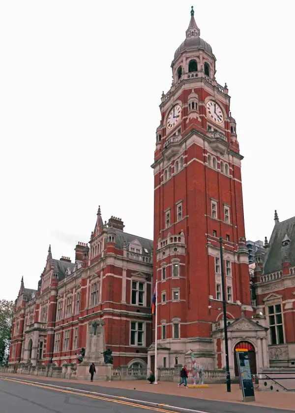 The red-brick Croydon Clocktower and Town Hall on Katharine Street